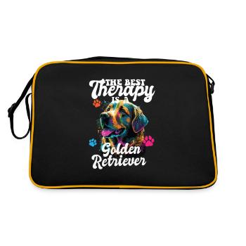 The Best Therapy Is A Golden Retriever Dog Mom - Retro Bag - black/gold - Back