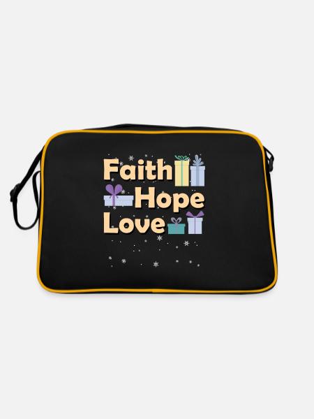 Religious Family Christmas Matching Costume Faith - Retro Tasche - Schwarz/Gold - Hinten