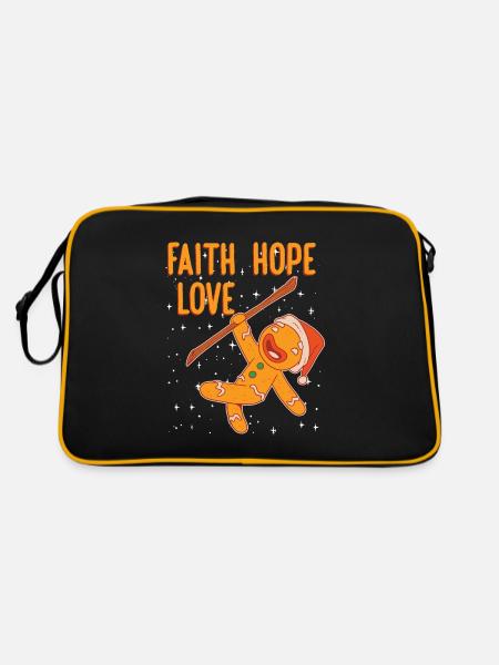 Foi Espoir Amour Religieux Costume de Noël - Sac Retro - noir/or - Dos