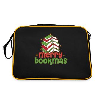 Merry Bookmas Bookworm Christmas Tree Introvert - Retro Bag - black/gold - Back