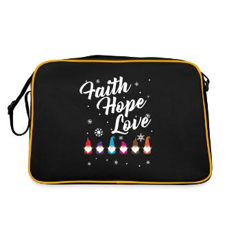 Religieuse Famille Foi Espoir Amour Noël Gnome - Sac Retro - noir/or - Dos