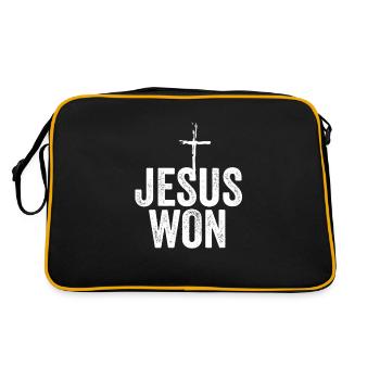 Jesus Won Religious Christian Jesus Holy Cross - Retro Bag - black/gold - Back
