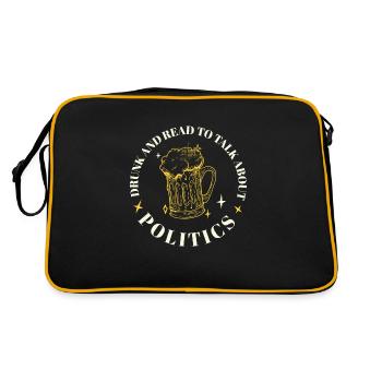 Drunk And Ready To Talk Politics Funny Drinking - Retro Bag - black/gold - Back