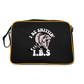 IBS Awareness Raccoon I Be Shittin Toilet Joke - Retro Bag - black/gold - Back