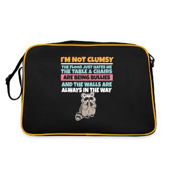 I'm Not Clumsy The Floor Hates Me Foolish Raccoon - Retro Bag - black/gold - Back