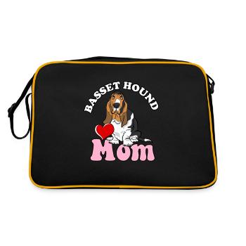 Basset Hound Mom Dog Lover Funny Bassethound Dog - Retro Tasche - Schwarz/Gold - Hinten