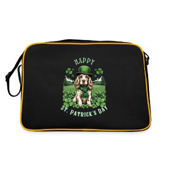 Irish Setter St. Patrick's Day Green Hat Pup - Retro Tasche - Schwarz/Gold - Hinten
