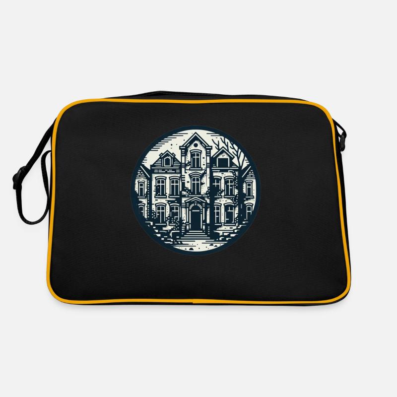 maison abandonnée noir et blanc Sac Retro