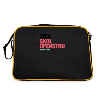 T-Shirt col v "Skol Ofenstru" - Sac Retro - noir/or - Dos