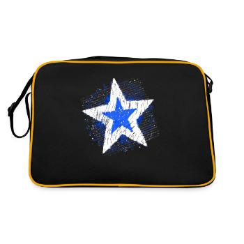 Big Star (Stern, weiß/blau) - Retro Tasche - Schwarz/Gold - Hinten
