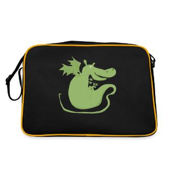 Drache - Retro Tasche - Schwarz/Gold - Hinten