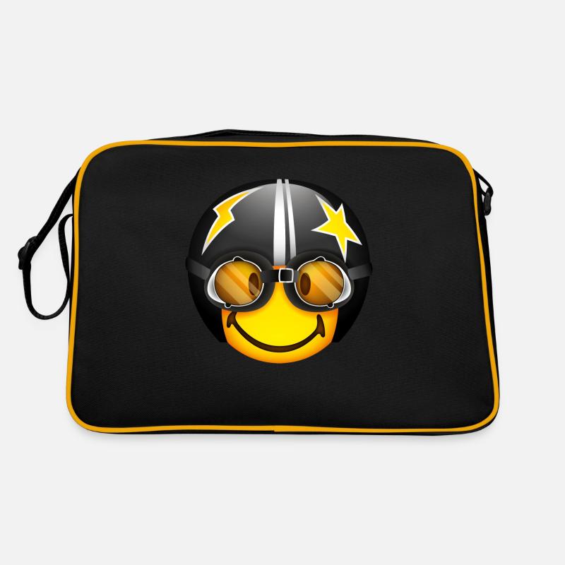 Smiley Racer Helmet - Retro Tasche - Schwarz/Gold