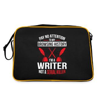 Schreiben Autor Verfasser Schreiber Schöpfer Roman - Retro Tasche - Schwarz/Gold - Hinten
