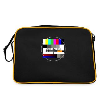 Sendepause 80er Jahre TV Fernsehen Retro - Retro Tasche - Schwarz/Gold - Hinten