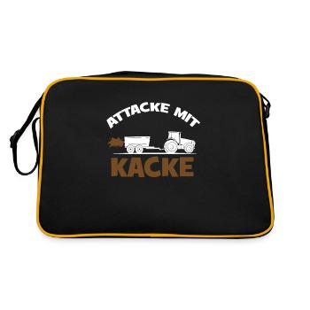 Attacke mit Kacke Bauer Landwirt Gülle Bauernhof - Retro Tasche - Schwarz/Gold - Hinten