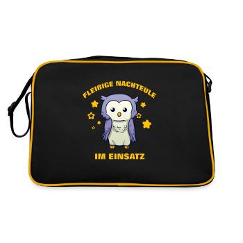 Fleißige Nachteule im Einsatz Krankenschwester - Retro Tasche - Schwarz/Gold - Hinten
