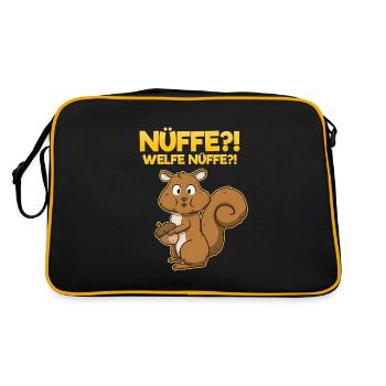 Nüffe Welfe Nüffe Eichhörnchen Nüsse - Retro Tasche - Schwarz/Gold - Hinten