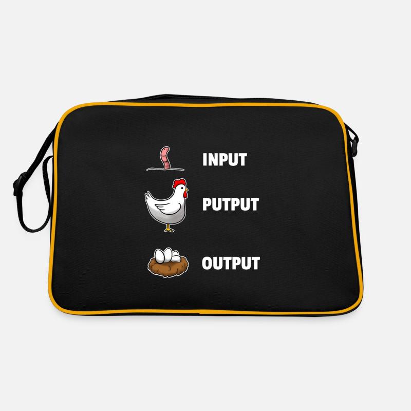 Input Putput Output Hühner Informatik - Retro Tasche - Schwarz/Gold