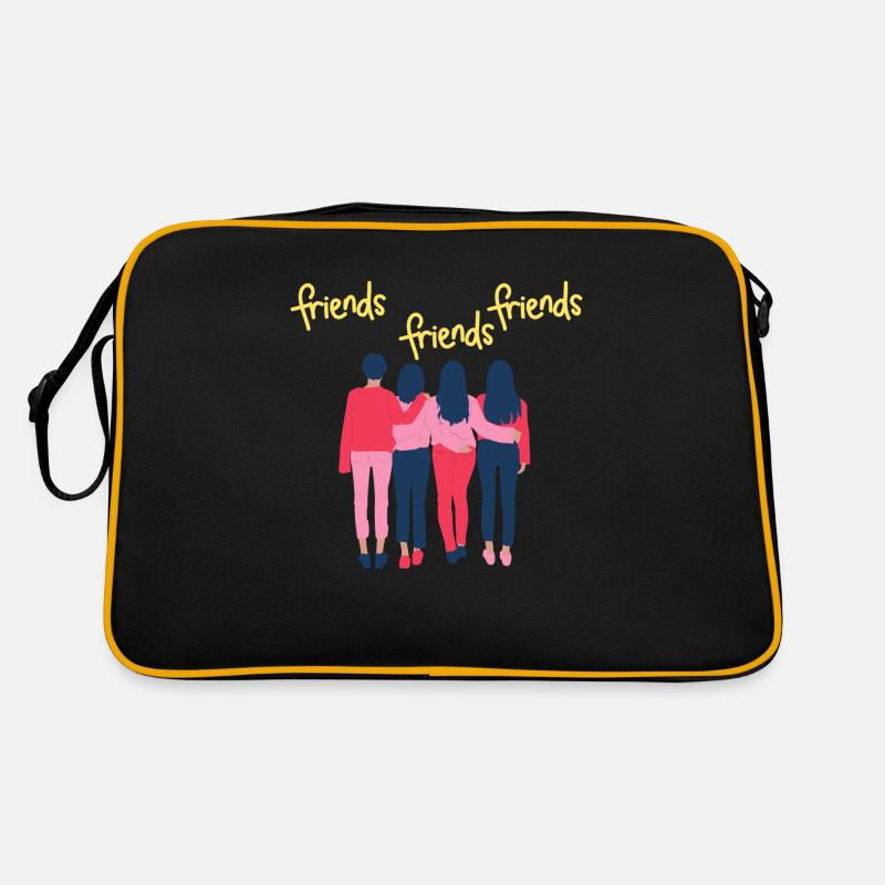 Freunde, Freunde, Freunde - Retro Tasche - Schwarz/Gold