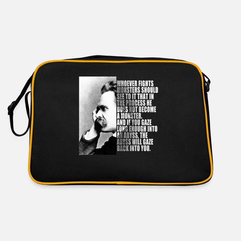NIETZSCHE PHRASE - Retro Bag - black/gold