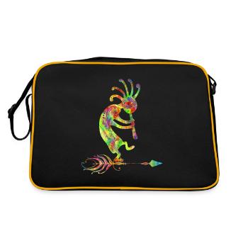 Native American Kokopelli With Feather 1 - Sac Retro - noir/or - Dos