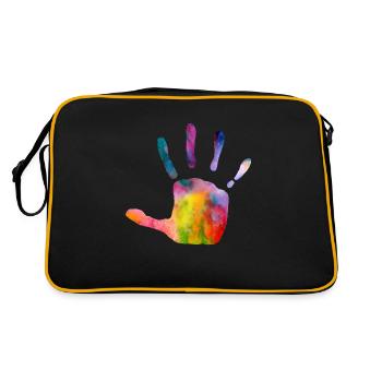 Damen, Herre, kinder T-shirt für jeden Anlass - Retro Tasche - Schwarz/Gold - Hinten