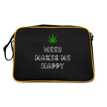weed makes me happy cannabis marijuana - Retro Bag - black/gold - Back