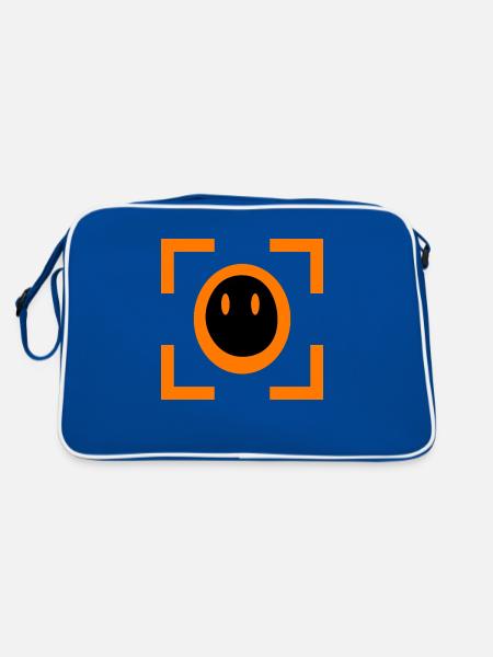 Visage noir avec contraste orange - Sac Retro - bleu/blanc - Dos