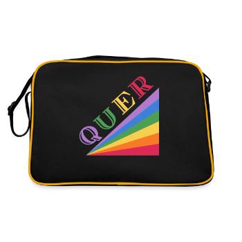 QUER Regenbogen - Retro Tasche - Schwarz/Gold - Hinten