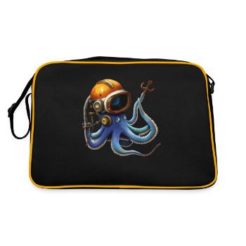 Blue Octopus octopus with helmet Gift idea - Retro Bag - black/gold - Back