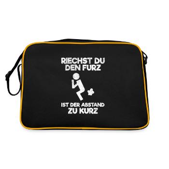 Riechst Du Den Furz Ist Der Abstand Zu Kurz - Retro Tasche - Schwarz/Gold - Hinten