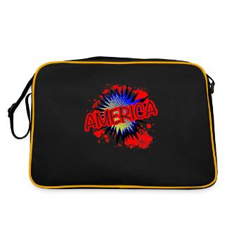 Amérique Rouge Blanc et Bleu Cartoon Exclamation - Sac Retro - noir/or - Dos