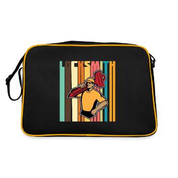 Locksmith Schlüsseldienst Schlosser - Retro Tasche - Schwarz/Gold - Hinten