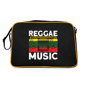 Reggae Music Jamaika Rastafari - Retro Tasche - Schwarz/Gold - Hinten