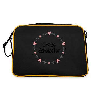 Große Schwester - Retro Tasche - Schwarz/Gold - Hinten
