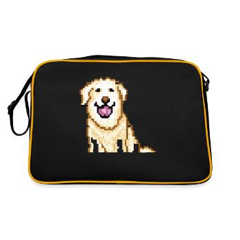 Golden Retriever Pixelated Pixel Dog - Retro Bag - black/gold - Back