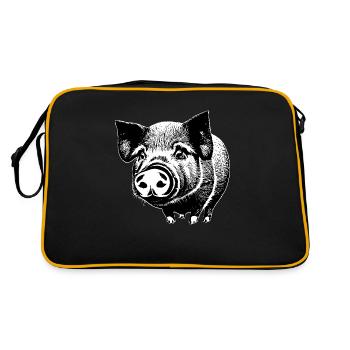 pig sweet pigs pigs animal animals 9 - Retro Bag - black/gold - Back