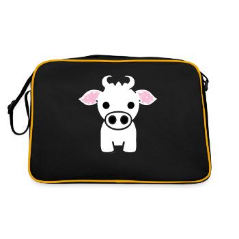 cow cute animal farm animals funny cows new 2 - Retro Bag - black/gold - Back