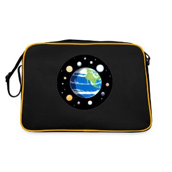 Süße Cartoon Darstellung des Planeten Erde 7 - Retro Tasche - Schwarz/Gold - Hinten