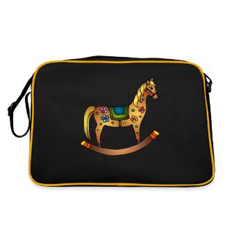 Pferd - Retro Tasche - Schwarz/Gold - Hinten