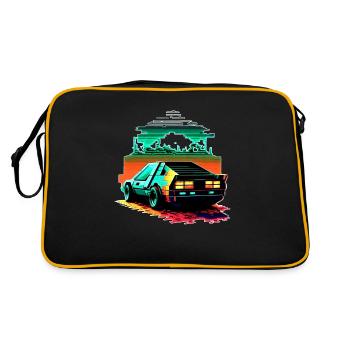 80er Retro Sportwagen in Sci-Fi 8-Bit Grafik - Retro Tasche - Schwarz/Gold - Hinten