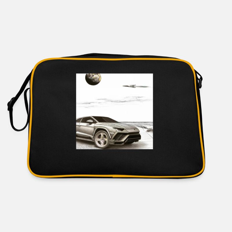 SUV am Strand - Retro Tasche - Schwarz/Gold
