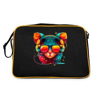Mouse, summer, sun and party in vector look - Retro Bag - black/gold - Back