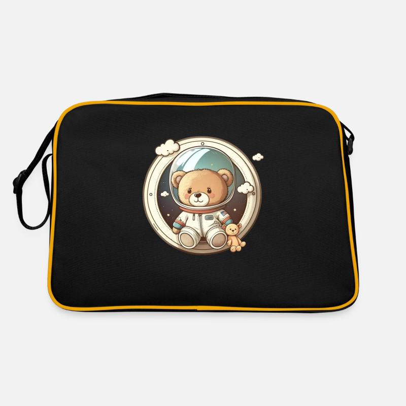 Teddy Bär Astronaut - Retro Tasche - Schwarz/Gold