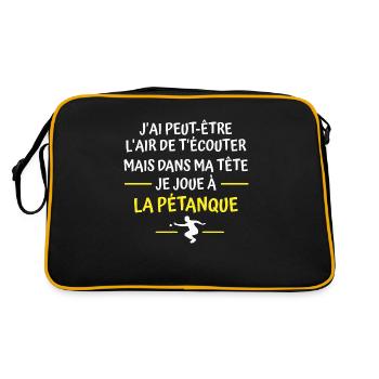 je joue à la pétanque / cadeau humour pétanque - Sac Retro - noir/or - Dos