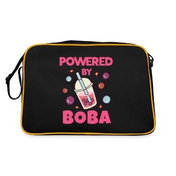 Boba Bubble Tea Liebhaber Niedlicher Kawaii-Stil Angetrieben Von - Retro Tasche - Schwarz/Gold - Hinten