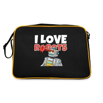 Lustiger cooler Roboter Ingenieur Wissenschaft Kind, das ich liebe - Retro Tasche - Schwarz/Gold - Hinten