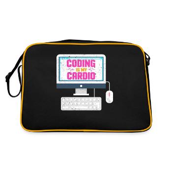 Coding is my cardio - Retro Tasche - Schwarz/Gold - Hinten