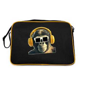 Cool monkey with headphones and glasses - Retro Bag - black/gold - Back