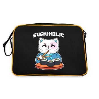 Le chat mange des sushis Amateur de sushis - Sac Retro - noir/or - Dos